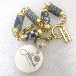 JilZarah Bracelet Unique Black White Clay‎ beads gold tone 7-8"